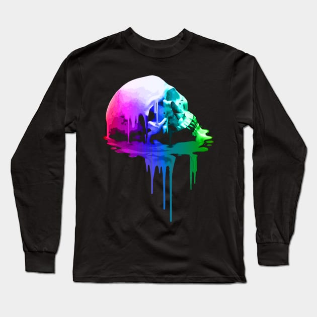 Melting Skull in Vivid Colors Long Sleeve T-Shirt by robotface